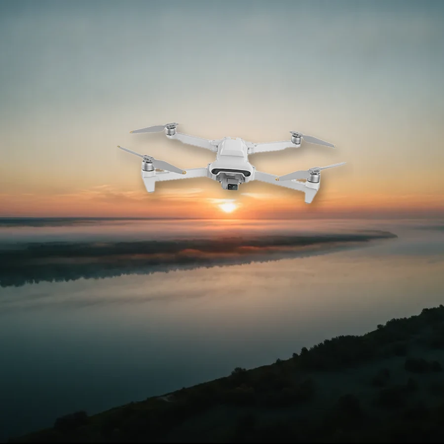 FIMI X8 Pro 2025 над рекой на рассвете